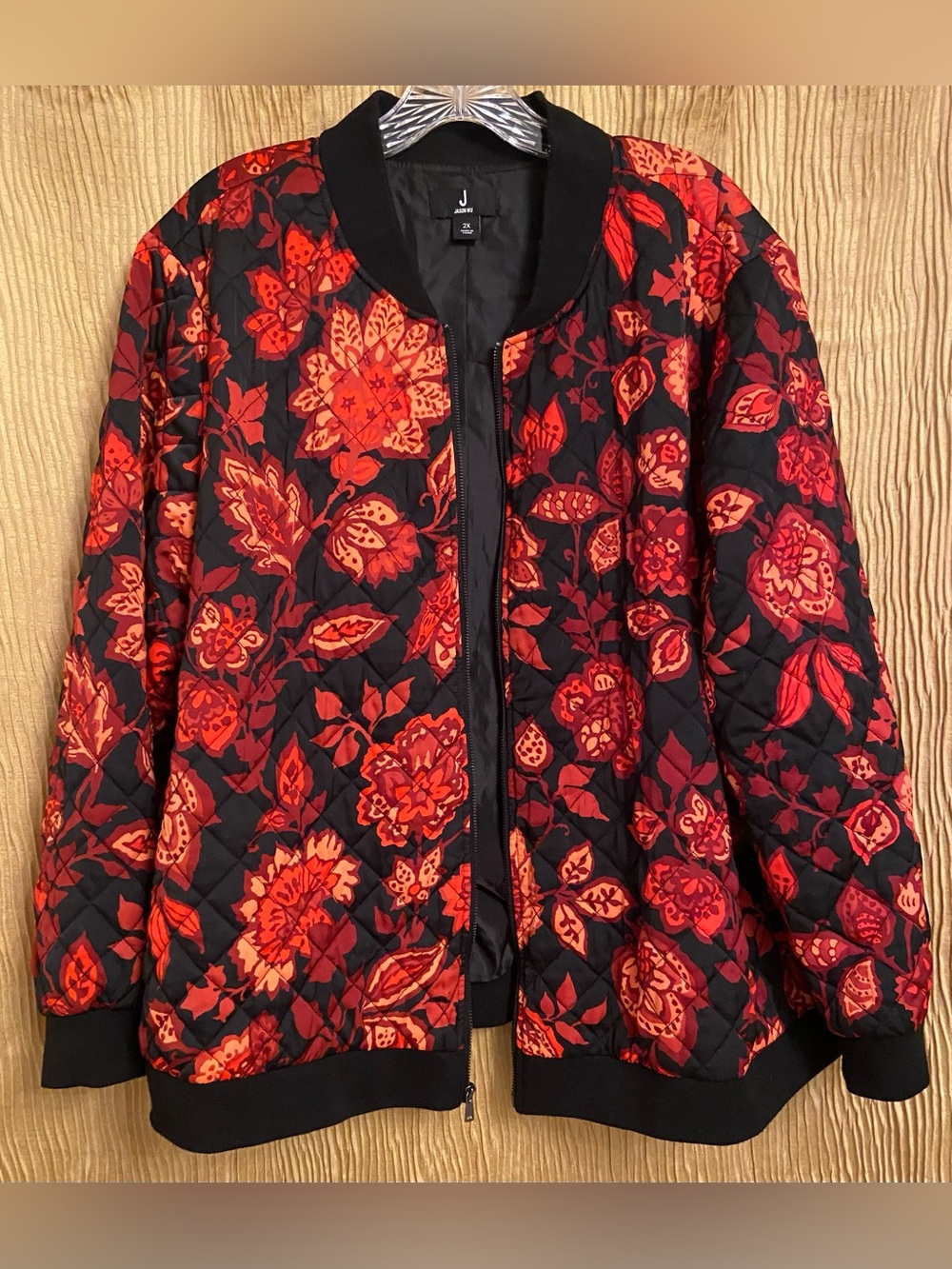 Jason Wu Red Floral Quilted Bomber Jacket